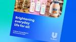De cover van het jaarverslag en de rekeningen van Unilever voor 2024 met merkafbeeldingen van Magnum, Dove en Hellmann's